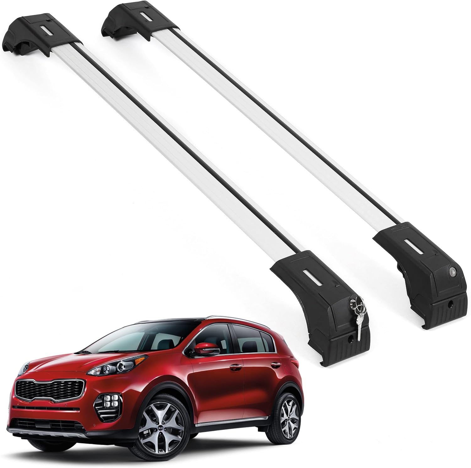 ERKUL Roof Rack Cross Bars for Kia Sportage 2017-2022 | Silver