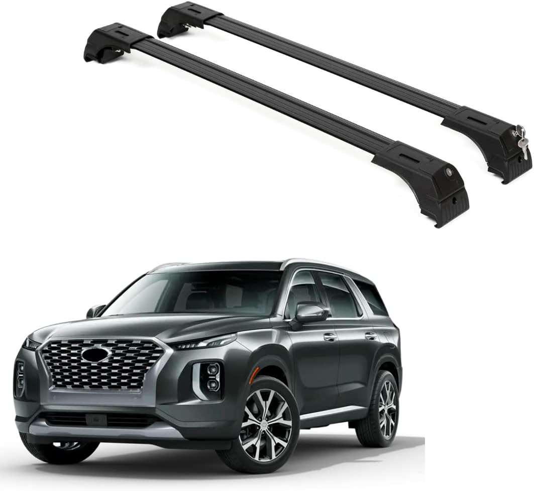 ERKUL Roof Rack Cross Bars Fits Hyundai Palisade 2019-25 Fits Flush Rails Black