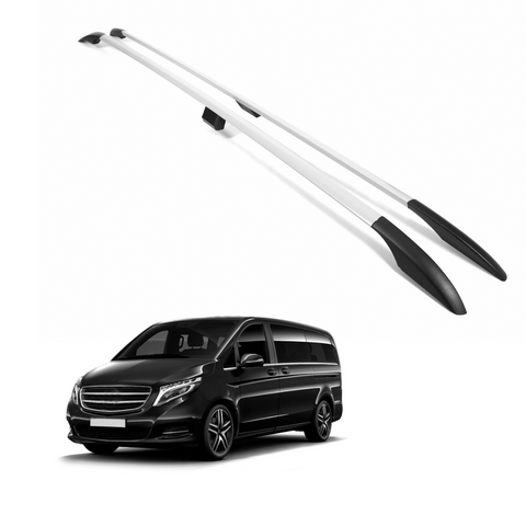 ERKUL Roof Side Rails for Mercedes Benz Metris Long Wheelbase 2014-2023 | All Weather Roof Rack Aluminum Side Rail for Rooftop Luggage Carrier Canoe Ski Snowboard | Silver