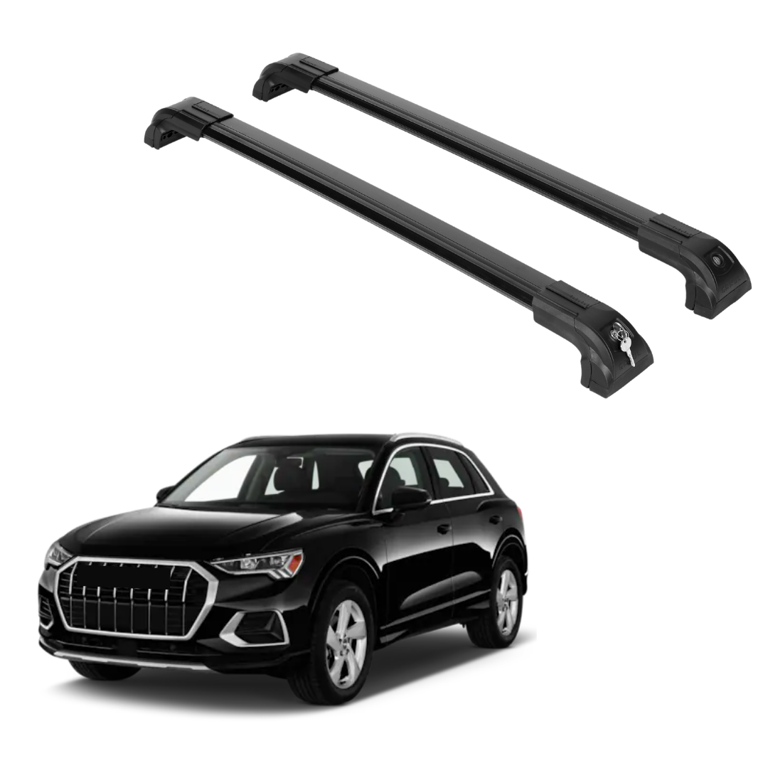 Heavy Duty Roof Rack Crossbars Fits Audi Q3 2019-2025 for Flush Rails Black