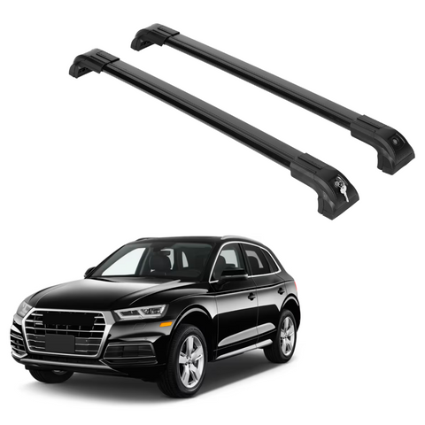 ERKUL Heavy Duty 220lbs Roof Rack Cross Bars for Audi Q5 2018-2024 | Solid Metal Mounts | Aluminum Crossbars with Anti Theft Lock for Rooftop - Compatible with Flush Rails - Black