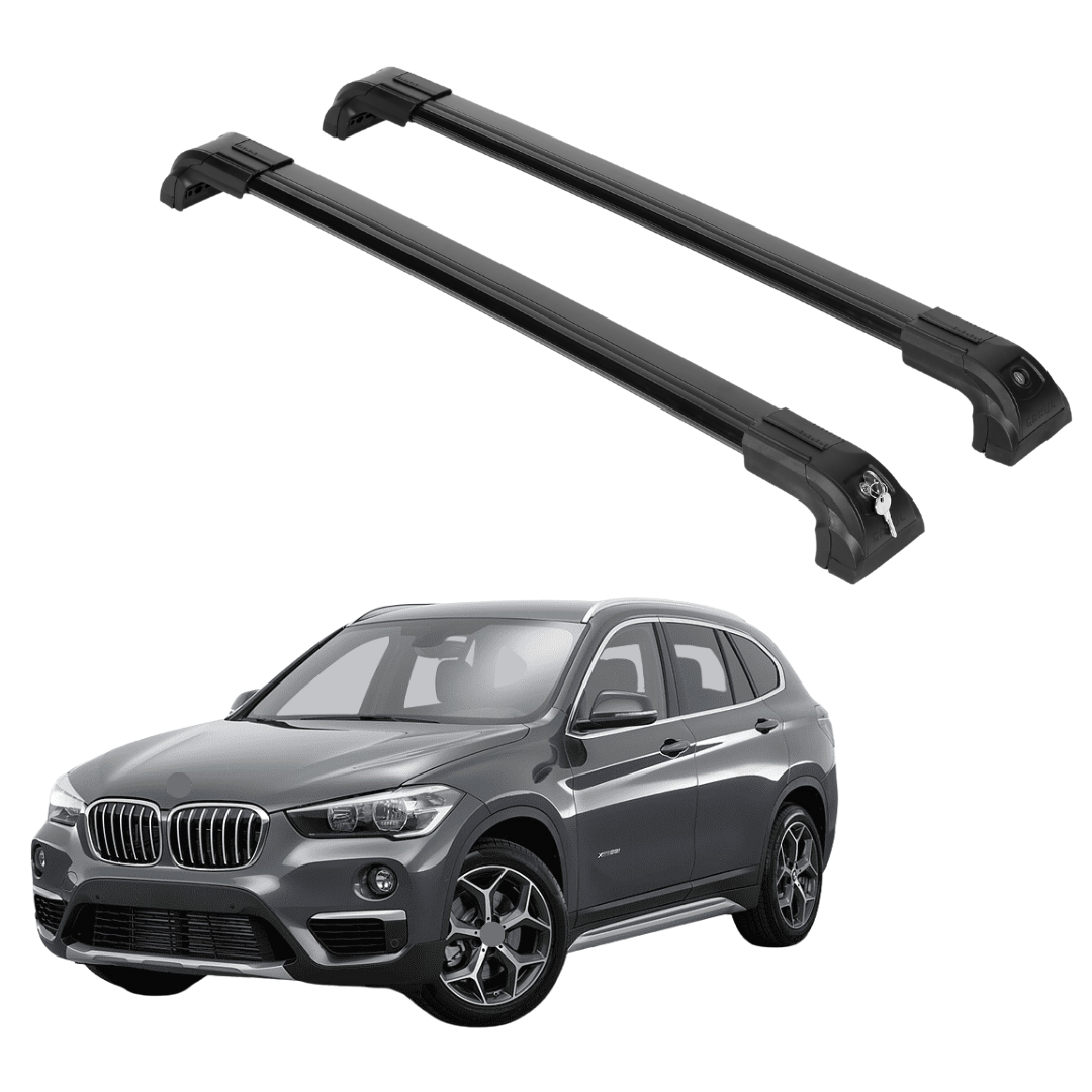 Heavy Duty Roof Rack Crossbars Fits BMW X1 2016-2022 for Flush Rails Black