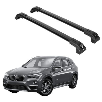 Heavy Duty 220 lbs Roof Rack Crossbars Fits BMW X1 2016-2022 With Metal Mounts Black