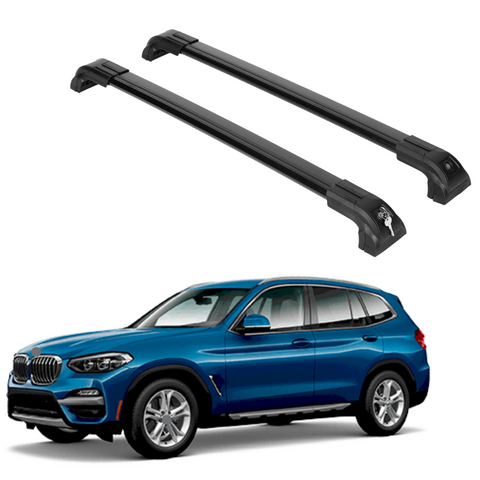 ERKUL Heavy Duty 220lbs Roof Rack Cross Bars for BMW X3 G01 2018-2024 | Solid Metal Mounts | Aluminum Crossbars with Anti Theft Lock for Rooftop - Compatible with Flush Rails - Black