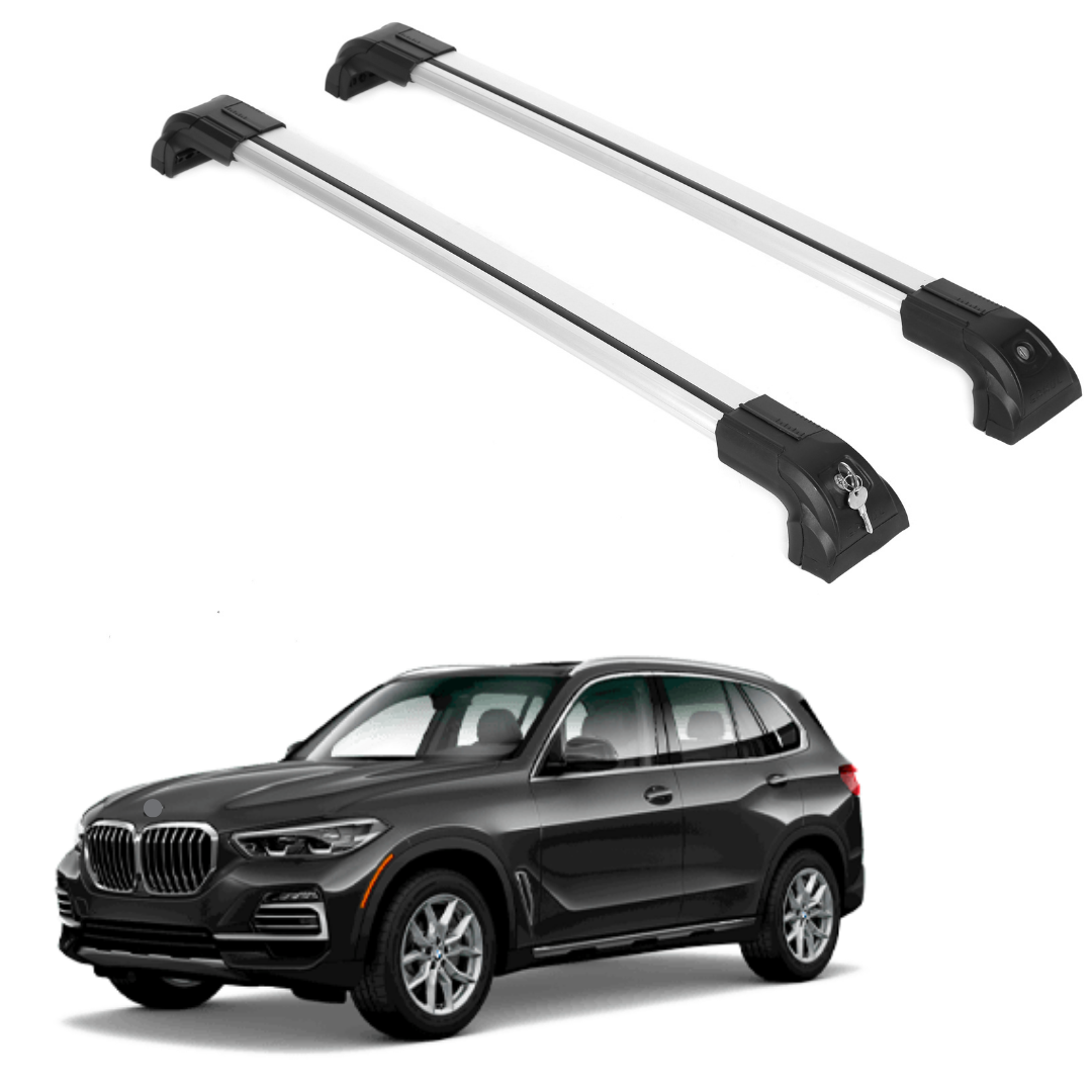 Heavy Duty 220 lbs Roof Rack Crossbars Fits BMW X5 (G05/G18) 19-25 Metal Mounts Silver