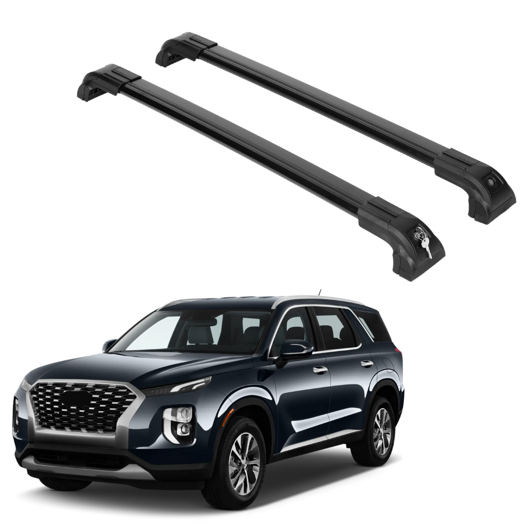 Erkul Strong Roof Rack Crossbar Fits Hyundai Palisade 2019-2024 Metal Mounts Black