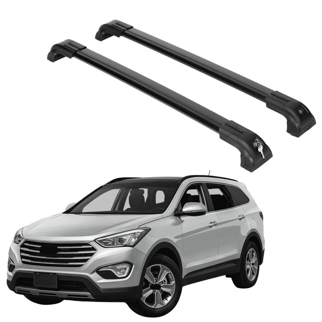 ERKUL Heavy Duty 220lbs Roof Rack Cross Bars for Hyundai Santa Fe 2013-2018  For Flush Rails - Black