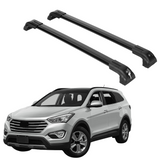 ERKUL Heavy Duty 220lbs Roof Rack Cross Bars for Hyundai Santa Fe 2013-2018 | Solid Metal Mounts | Aluminum Crossbars with Anti Theft Lock for Rooftop - Compatible with Flush Rails - Black