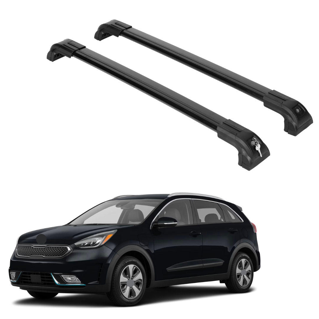 Heavy Duty 220 lbs Roof Rack Crossbars Fits Kia Niro 16-22 With Metal Mounts Black