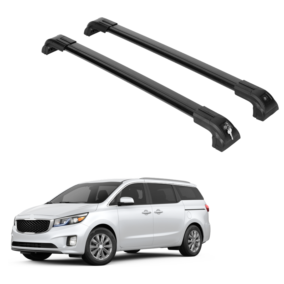 Heavy Duty 220 lbs Roof Rack Crossbars Fits Kia Sedona 2015-2021 With Metal Mounts Black