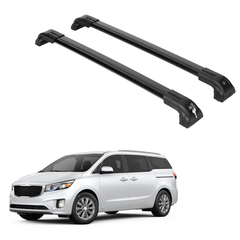 ERKUL Heavy Duty 220lbs Roof Rack Cross Bars for Kia Sedona 2015-2021 | Solid Metal Mounts | Aluminum Crossbars with Anti Theft Lock for Rooftop - Compatible with Flush Rails - Black
