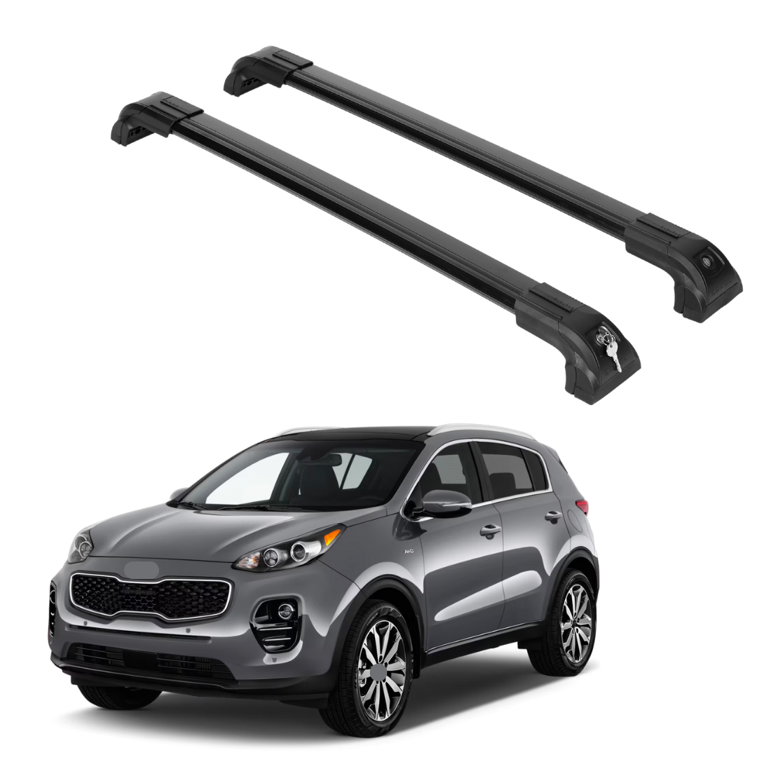 Heavy Duty Roof Rack Crossbars Fits Kia Sportage 2017-22 for Flush Rails Black