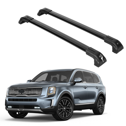 Heavy Duty 220 lbs Roof Rack Crossbars Fits Kia Telluride 2019-25 With Metal Mounts Black