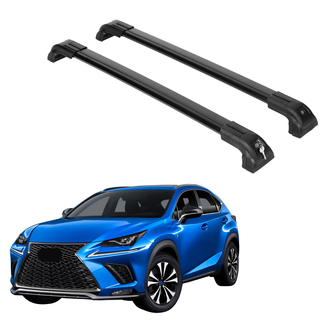 Erkul Roof Rack Crossbars Fits Lexus Nx200t 300 300h 2015-2021 Metal Mounts Black