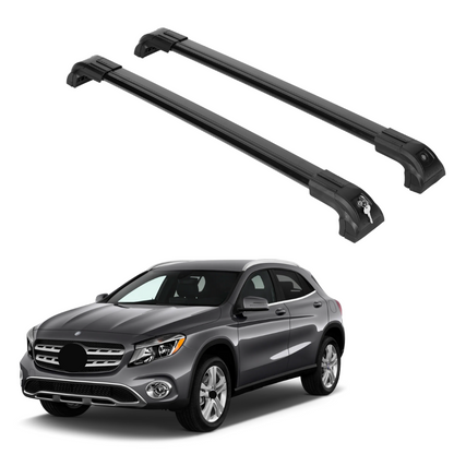 Heavy Duty 220 lbs Roof Rack Crossbars Fits Mercedes GLA 2014-2020 With Metal Mounts Black