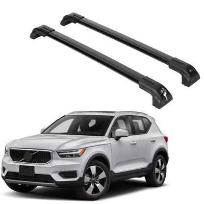 Heavy Duty Roof Rack Crossbars Fits Volvo XC-40 2019-2025 for Flush Rails Black