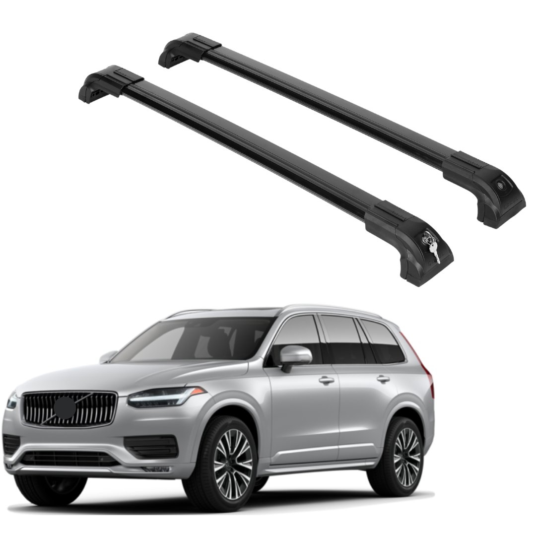 Heavy Duty 220 lbs Roof Rack Crossbars Fits Volvo XC-90 2016-2025 With Metal Mounts Black