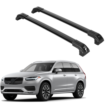 Heavy Duty Roof Rack Crossbars Fits Volvo XC-90 2016-2025 for Flush Rails Black