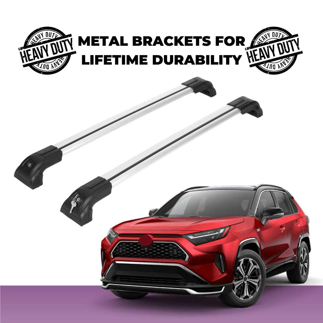Heavy Duty 220 lbs Roof Rack Crossbars Fits Toyota RAV4 2019-25 With Metal Mounts Silver