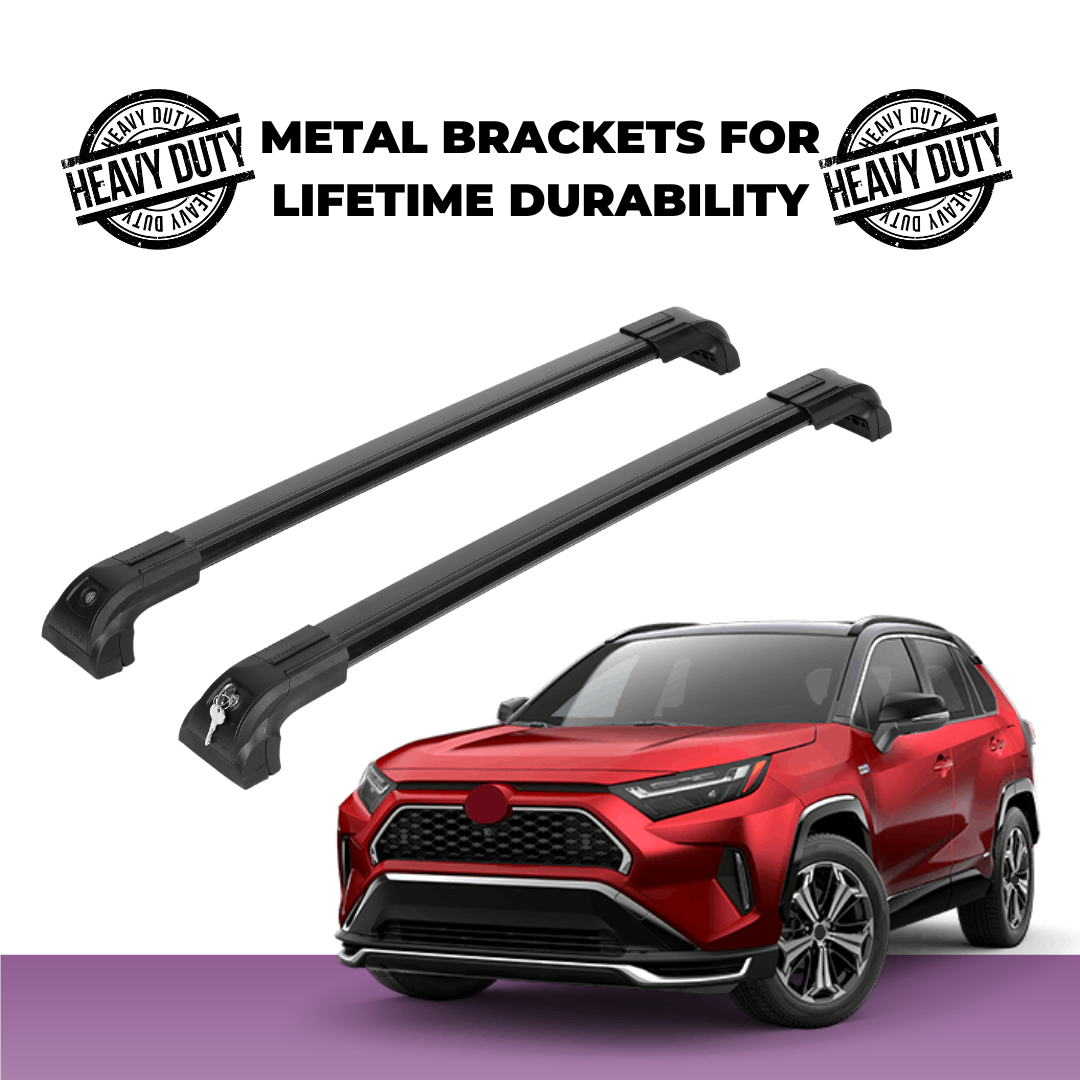 Heavy Duty Roof Rack Crossbars Fits Toyota RAV4 2019-2025 for Flush Rails Black