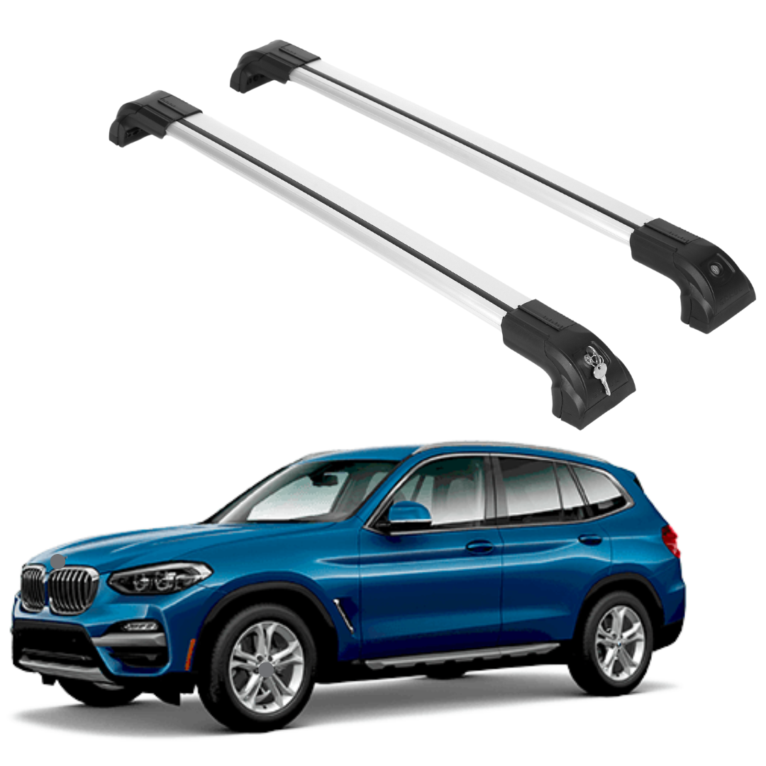 Heavy Duty Roof Rack Crossbars Fits BMW X3 G01 2018-2025 for Flush Rails Silver