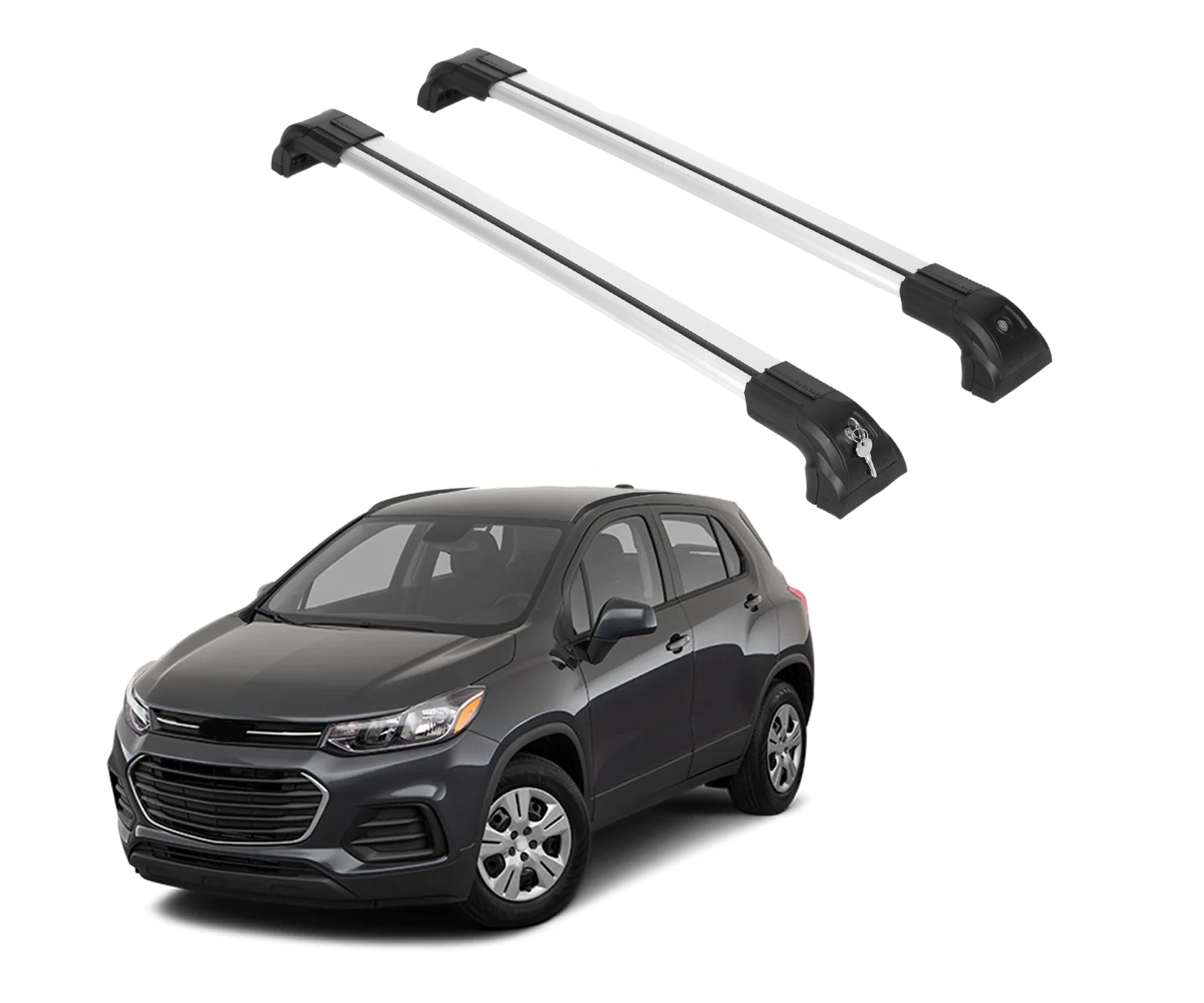 Heavy Duty 220 lbs Roof Rack Crossbar Fits Chevrolet Trax 2013-22 With Metal Mounts Silver