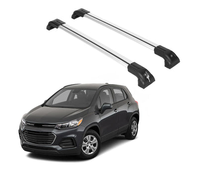 Heavy Duty 220 lbs Roof Rack Crossbar Fits Chevrolet Trax 2013-22 With Metal Mounts Silver