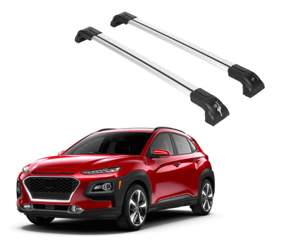 Heavy Duty Roof Rack Crossbars Fits Hyundai Kona 2018-23 for Flush Rails Silver