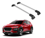 ERKUL Heavy Duty 220lbs Roof Rack Cross Bars for Hyundai Kona 2018-2023 | Solid Metal Mounts | Aluminum Crossbars with Anti Theft Lock for Rooftop - Compatible with Flush Rails - Silver