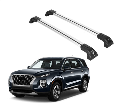 Erkul Strong Roof Rack Crossbar Fits Hyundai Palisade 2019-24 Metal Mounts Silver