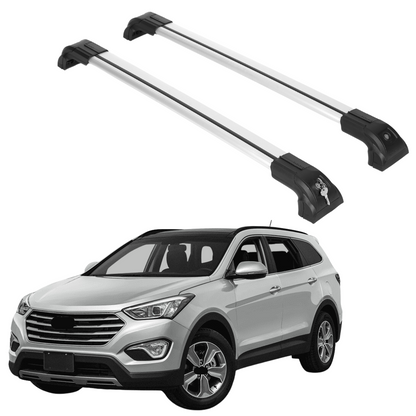 Heavy Duty Roof Rack Crossbar Fits Hyundai Santa Fe 13-18 for Flush Rails Silver