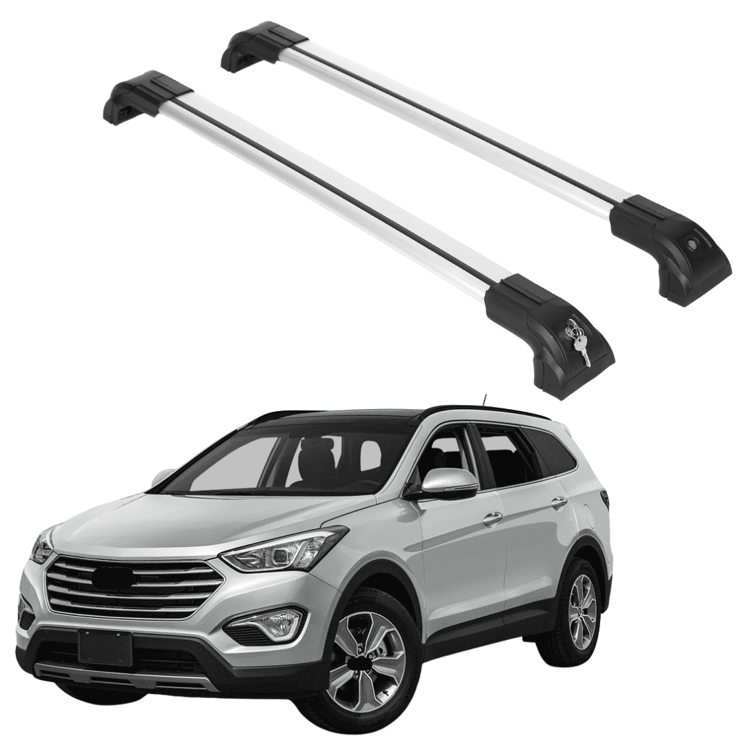 ERKUL Heavy Duty 220lbs Roof Rack Cross Bars for Hyundai Santa Fe 2013-2018  For Flush Rails - Silver