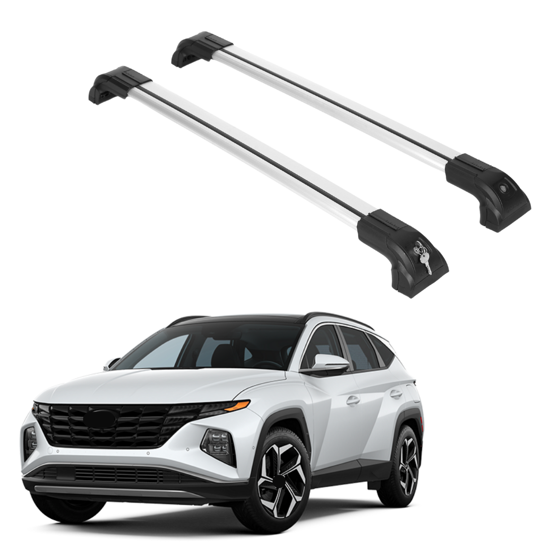 Heavy Duty 220 lbs Roof Rack Crossbars Fits Hyundai Tucson 22-25 With Metal Mounts Silver