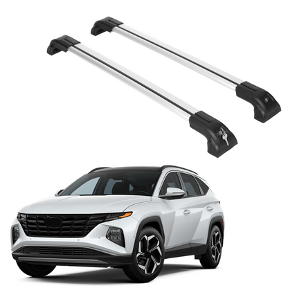 Heavy Duty 220 lbs Roof Rack Crossbars Fits Hyundai Tucson 22-25 With Metal Mounts Silver