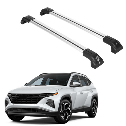 Heavy Duty Roof Rack Crossbars Fits Hyundai Tucson 22-25 for Flush Rails Silver