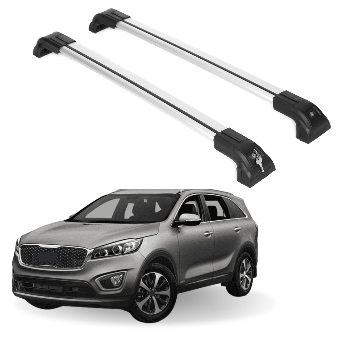 Heavy Duty 220 lbs Roof Rack Crossbars Fits Kia Sorento 2016-2020 With Metal Mounts Silver