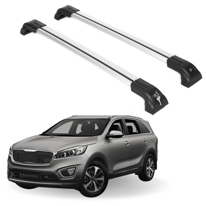 ERKUL Heavy Duty 220lb Roof Rack Cross Bars for Kia Sorento 2016-2020  For Flush Rails - Silver