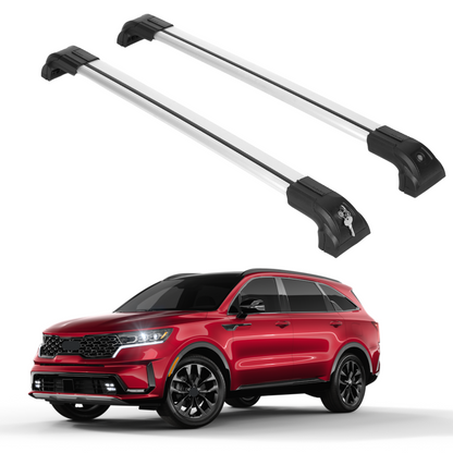 Heavy Duty 220 lbs Roof Rack Crossbars Fits Kia Sorento 2021-2025 With Metal Mounts Silver