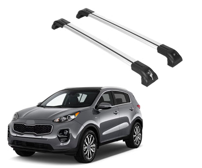 Heavy Duty 220 lbs Roof Rack Crossbars Fits Kia Sportage 2017-22 With Metal Mounts Silver