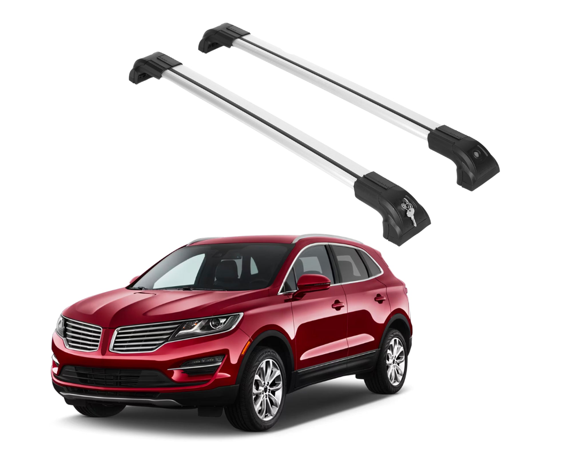 Heavy Duty Roof Rack Crossbars Fits Lincoln MKC 2015-2019 for Flush Rails Silver