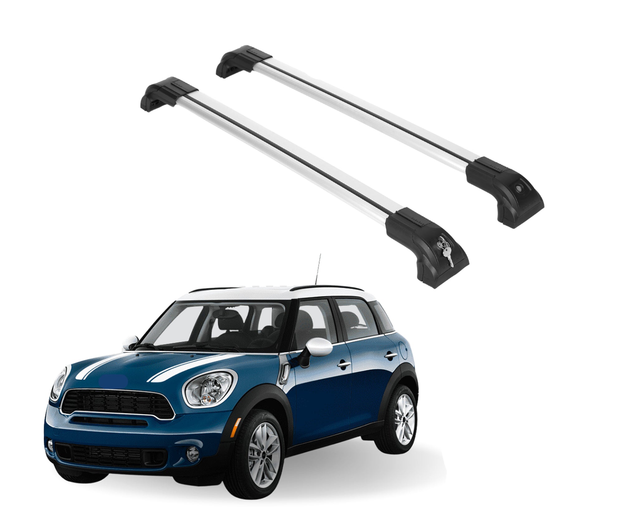 ERKUL Heavy Duty 220lb Roof Rack Cross Bars for Mini Cooper Countryman 2011-2016  For Flush Rails - Silver