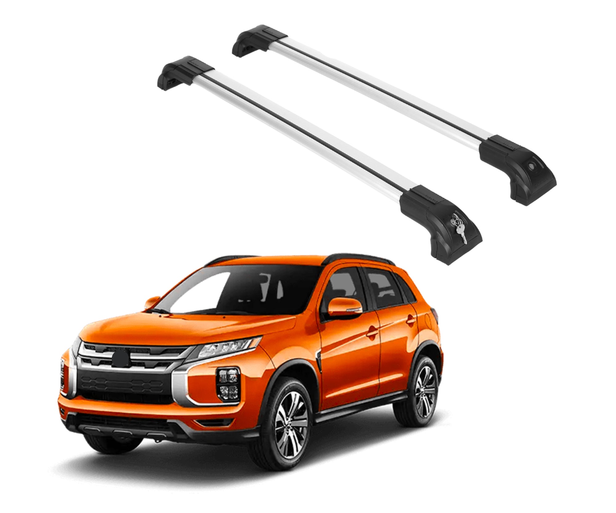 Erkul Roof Rack Crossbars Fit Mitsubishi Outlander ASX 11-25 Metal Mounts Silver