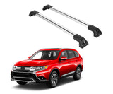 ERKUL Heavy Duty 220lbs Roof Rack Cross Bars for Mitsubishi Outlander 2013-2021 | Solid Metal Mounts | Aluminum Crossbars with Anti Theft Lock for Rooftop - Compatible with Flush Rails - Silver