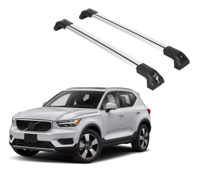 Heavy Duty Roof Rack Crossbars Fits Volvo XC-40 2019-2025 for Flush Rails Silver