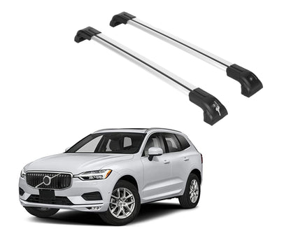 Heavy Duty Roof Rack Crossbars Fits Volvo XC60 2018-2025 for Flush Rails Silver