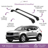 ERKUL Roof Rack Cross Bars for Volvo XC40 2018-2024 | Compatible with Flush Rails - Black