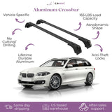 ERKUL Roof Rack Cross Bars for BMW 5 Estate/Touring F11 2010-2017 | Compatible with Flush Rails - Black