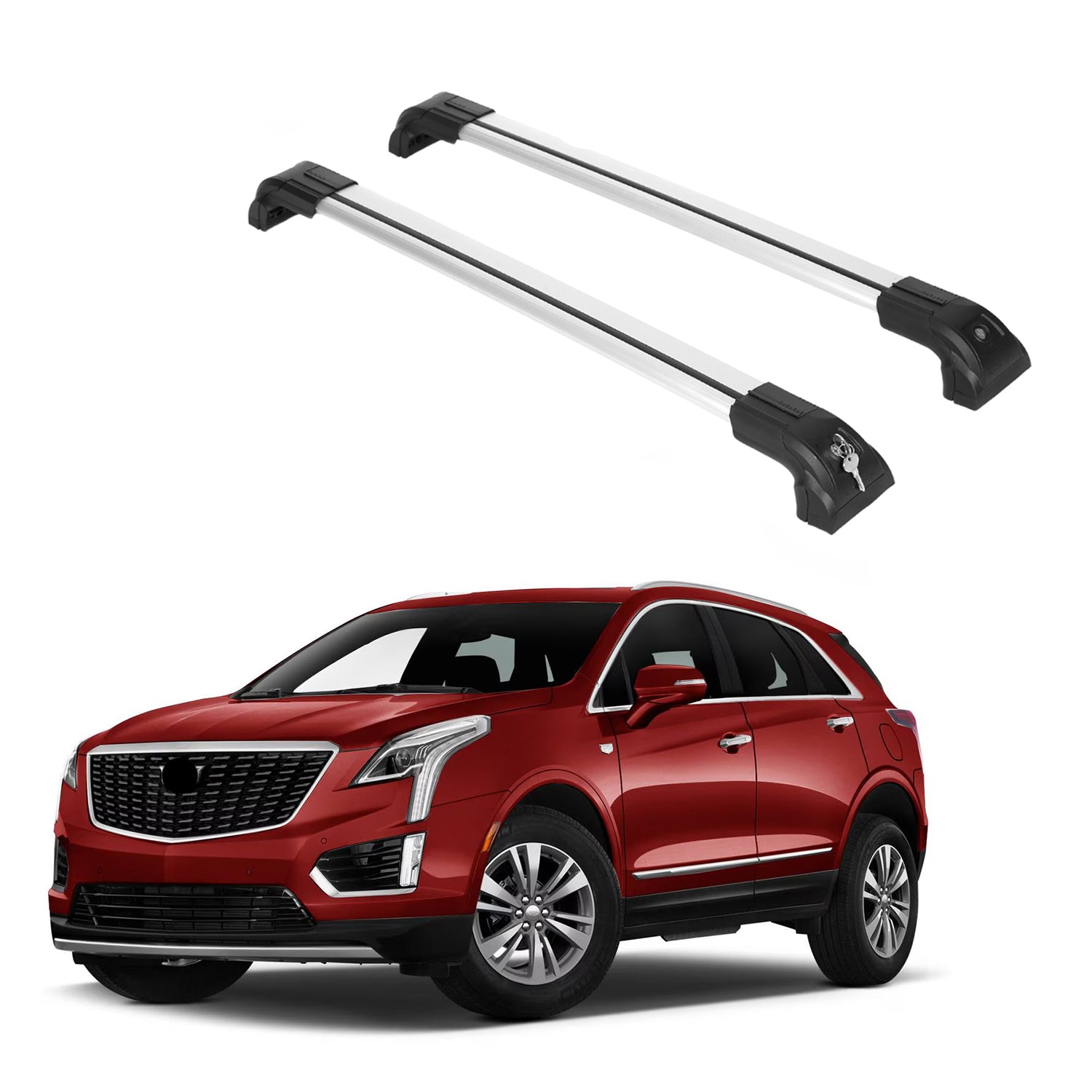 Heavy Duty Roof Rack Crossbars Fit Cadillac XT5 2019-2024 for Flush Rails Silver