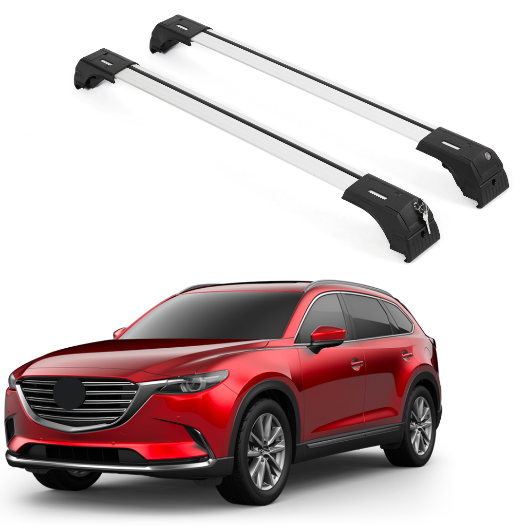 ERKUL Roof Rack Cross Bars for Mazda CX9 CX-9 2016-2023  - Silver