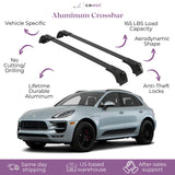 ERKUL Roof Rack Cross Bars for Porsche Macan 2014-2024 | Aluminum Crossbars with Anti Theft Lock for Rooftop | Compatible with Flush Rails - Black